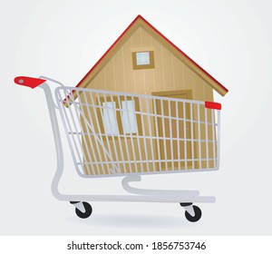 Shopping cart and home. vector