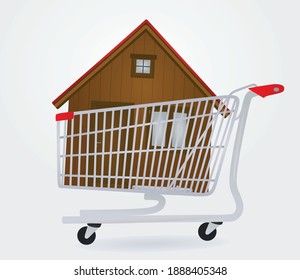 Shopping cart and home. vector