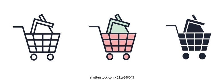 Shopping cart and house. Purchase icon symbol template for graphic and web design collection logo vector illustration