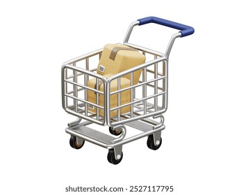 Icono de Carrito de compras Ilustración vectorial de renderizado 3D