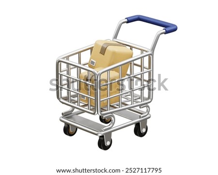 Shopping cart icon 3d rendering vector illustration