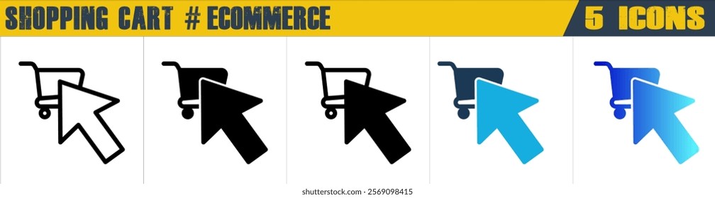 Shopping Cart icon with 5 styles (outline, solid, mixed, duotone and solid gradient)