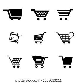 Shopping cart icon. Add to cart button. Online store basket vector illustration. Supermarket symbol. Commercial sign.