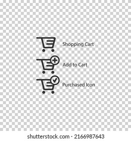 Shopping Cart Icon, Add To Cart Icon, Purchase Icon, Vector Illustration In Dark Color And Transparent Background (png)