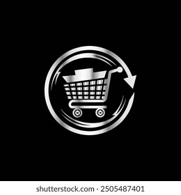 Shopping cart icon with arrow. Vector illustration.
