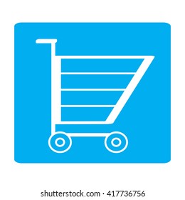 Shopping cart Icon Art Image. Shopping cart Icon AI. Shopping cart Icon Drawing  Vector illustration simple logo, white on a blue background