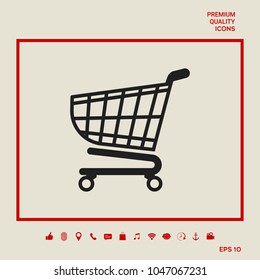 Shopping cart icon, shopping basket design, trolley icon