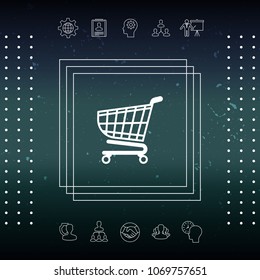 Shopping cart icon, shopping basket design, trolley icon