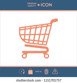 Shopping cart icon, shopping basket design, trolley icon