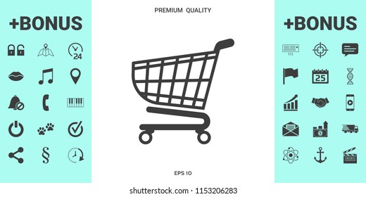 Shopping cart icon, shopping basket design, trolley icon