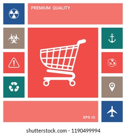 Shopping cart icon, shopping basket design, trolley icon