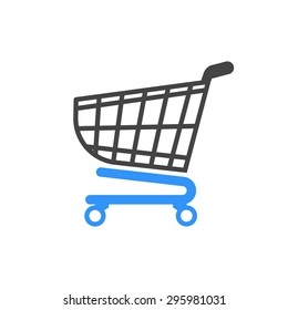 Shopping cart icon, shopping basket design. Trolley.