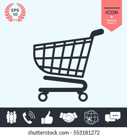 Shopping cart icon, shopping basket design, trolley icon