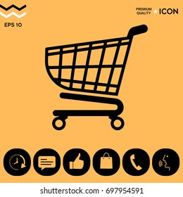 Shopping cart icon, shopping basket design, trolley icon