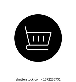 Shopping cart icon in black circular style. Shopping cart symbol. Vector illustration
