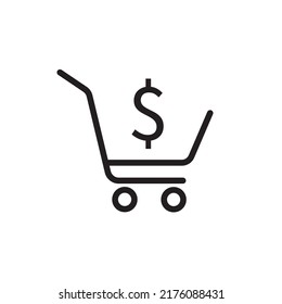 Shopping cart icon. Black diferend shopping cart icon vector. Vector illustration in flat style. White background, simple lines. For web, smartphone application.