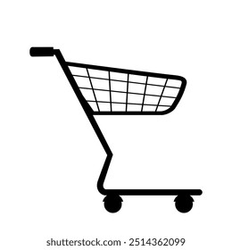 Shopping cart icon. Black shop trolley sign. Store basket emblem. Online shop pictogram. Buy button for online store. Vector illustration isolated on white background.