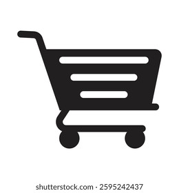 Shopping cart icon. Black shopping cart vector isolated on white background