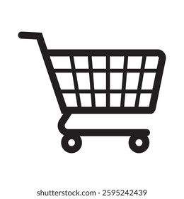 Shopping cart icon. Black shopping cart vector isolated on white background