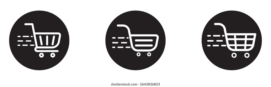 Shopping cart icon. Black shopping cart vector isolated on white background. Shopping cart trolley icon vector. Shopping cart icon vector set. Trolly Icon Vector Illustration. 