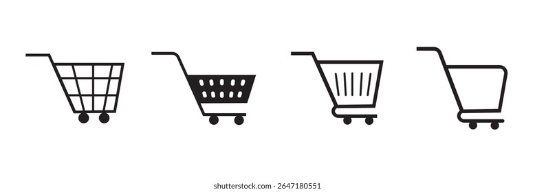 Shopping cart icon. Black shopping cart vector isolated on white background. Shopping cart trolley icon vector. Shopping cart icon in flat style. vector illustration. eps 10