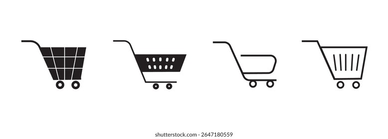 Shopping cart icon. Black shopping cart vector isolated on white background. Shopping cart trolley icon vector. Shopping cart icon in flat style. vector illustration. eps 10