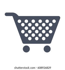 Shopping cart icon, black vector silhouette on white background