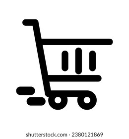 Shopping cart icon. Black and white vector illustration. Flat style.