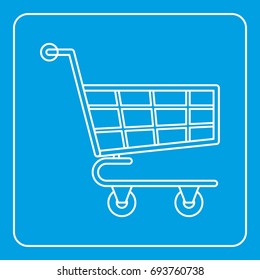 Shopping cart icon blue outline style isolated vector illustration. Thin line sign