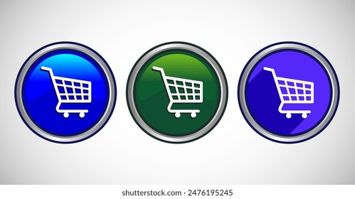 Icono de Carrito de compras Conjunto de Botón Ilustración de diseño
