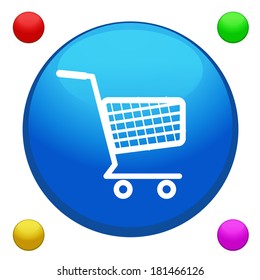 Shopping cart icon button vector with 4 color background included