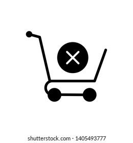 Shopping Cart Icon - Cancel Illustration As A Simple Vector Sign & Trendy Symbol in Glyph Style for Design and Websites, Presentation or Mobile Application.