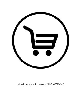 Shopping cart icon in circle . Vector illustration