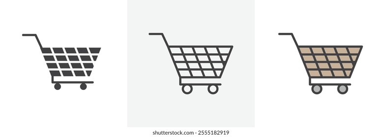 shopping cart icon collection in black and colored style.