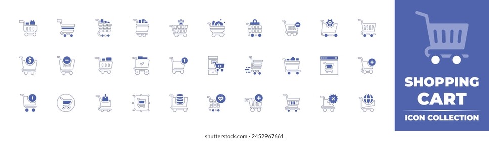 Shopping cart icon collection. Duotone style line stroke and bold. Vector illustration. Containing shopping cart, favorite, shopping online.