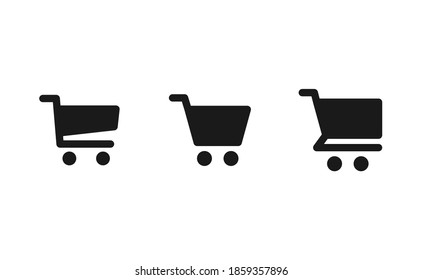Shopping cart icon collection. Online commerce symbol. E-commerce vector sign.