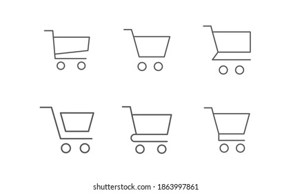 Shopping cart icon collection. Online commerce symbol. E-commerce vector sign.