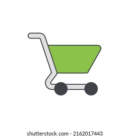 Shopping cart icon in color, isolated on white background 