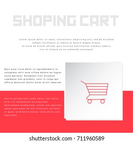 Shopping cart icon design on modern flat background