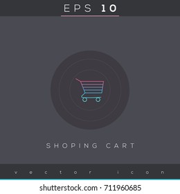 Shopping cart icon design on modern flat background