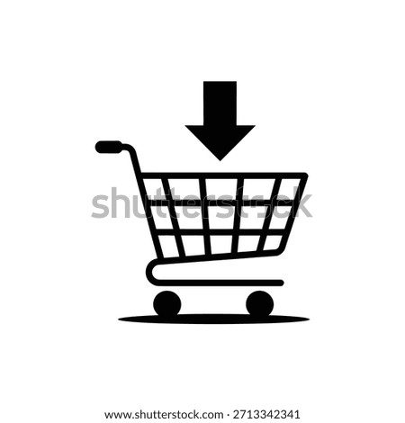 Shopping cart icon with a down arrow indicating adding to cart