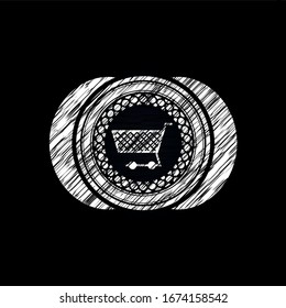 shopping cart icon drawn on a chalkboard