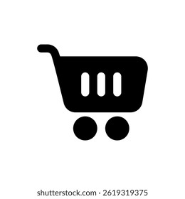 A shopping cart icon for e-commerce applications, symbolizing online shopping and retail.