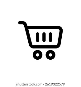 A shopping cart icon for e-commerce applications, symbolizing online shopping and retail.
