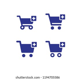 Shopping cart icon, e-commerce symbol, vector collection