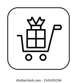 Shopping Cart Icon. Editable stroke flat icons. Simple thin line art logo. Business design element. Web app button. Vector illustration. 