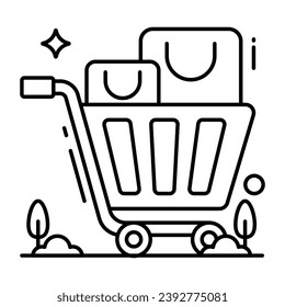 Icono del carro de la compra, vector modificable