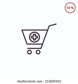  shopping cart icon flat.