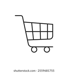 shopping cart icon Flat art in black and white isolated