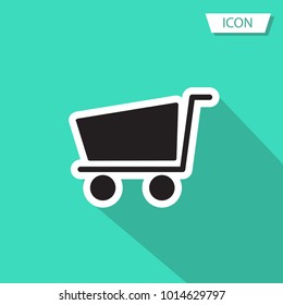 Shopping Cart Icon, flat design best vector icon isolated on green background.